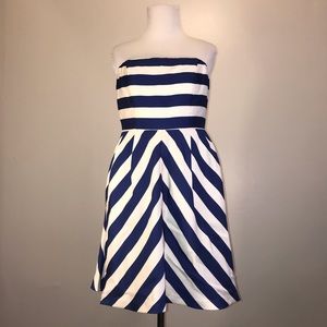 Outback Red Blue and White Striped Strapless Dress